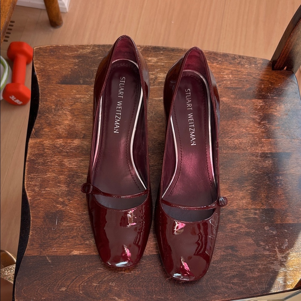 Stuart weitzman burgundy Mary Janes